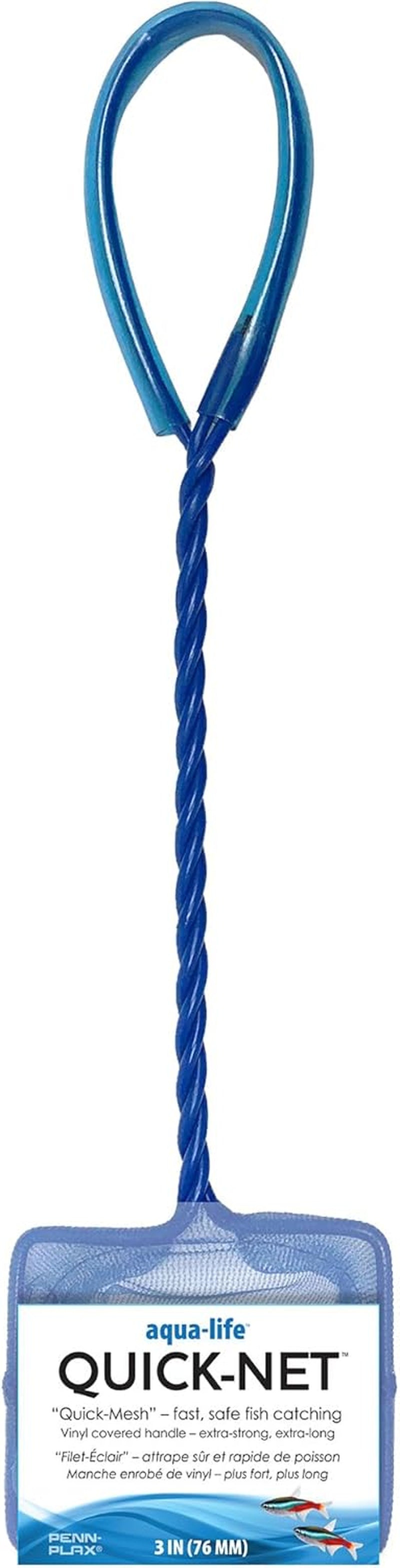 Quick-Net Aquarium Fish Net - Fine Mesh, Vinyl-Covered Braided Handle - Small Aquarium Cleaning Tool for Gentle Fish Handling - Use in Freshwater & Saltwater Tanks