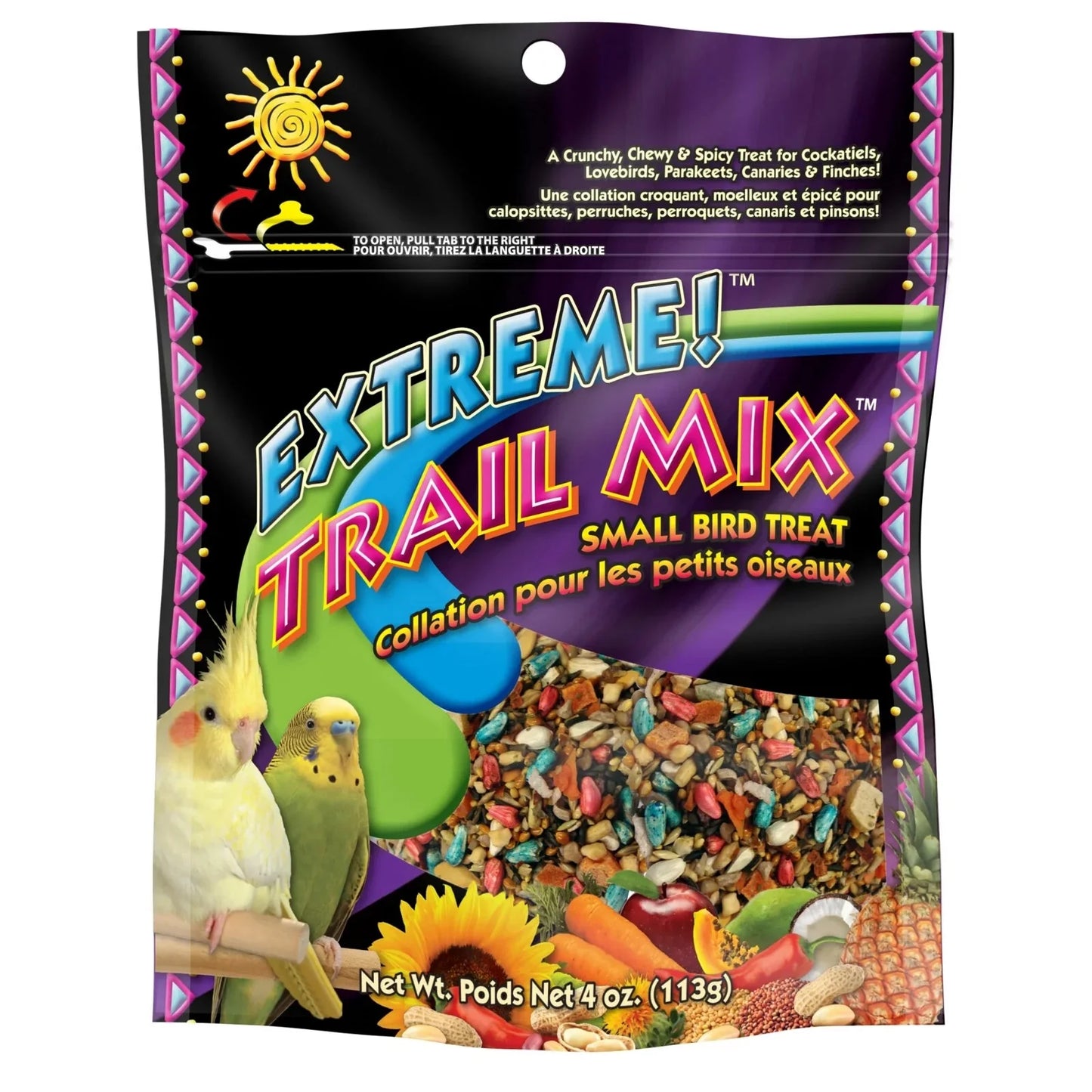 Extreme! Trail Mix for Cockatiels, Lovebirds, Parakeets, Canaries & Finches, Small Bird Treat, 4 Oz