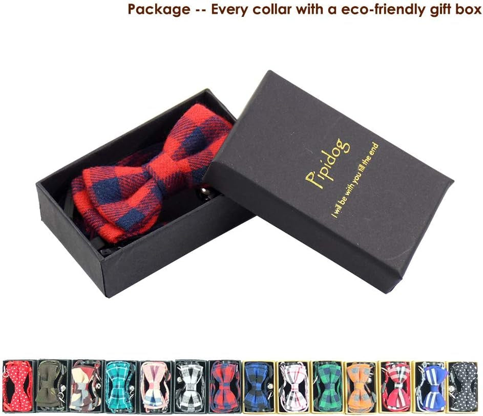 Cat Collar Breakaway with Bell and Bow Tie, Plaid Design Adjustable Safety Kitty Kitten Collars(6.8-10.8In) (Red Plaid 2)