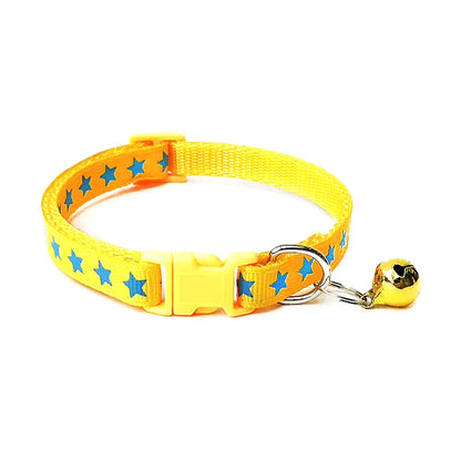 Pentagram & Reflective Cat Collar with Bell Basic Dog Cat Collar Buckle Adjustable Polyester Cat Dog Collar or Seatbelts